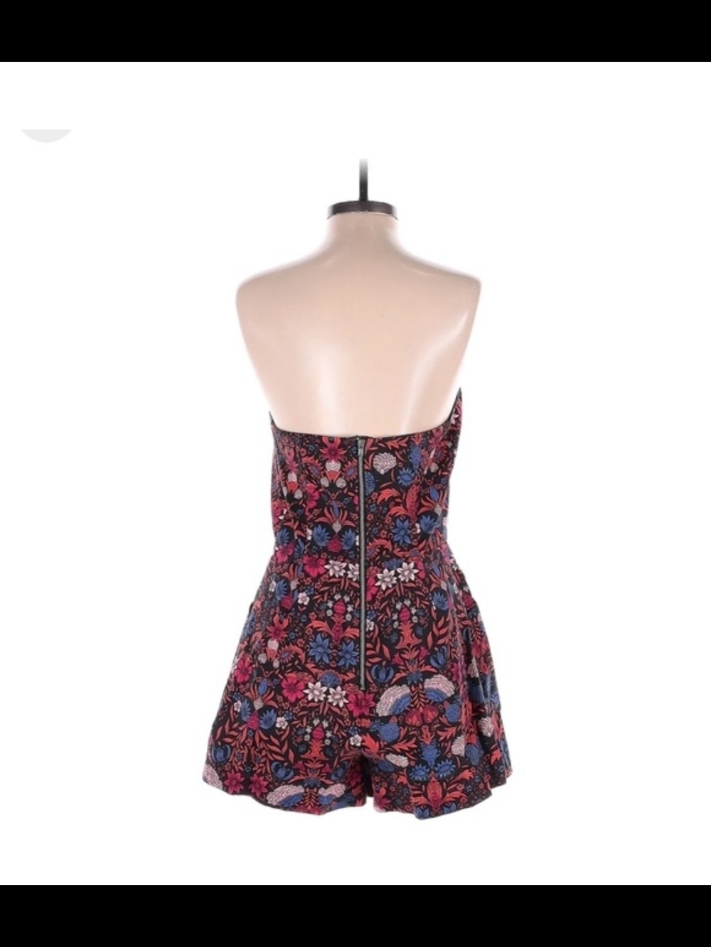 H&M Strapless Floral Sweetheart Romper - Pink & Blue Size 12 - Picture 3 of 4